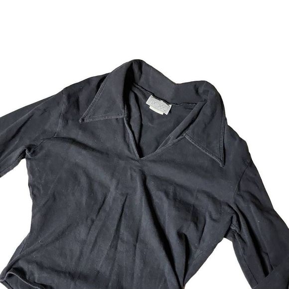 Vintage Froxx 70s wing collar high leg cheeky black body suit - Picture 3 of 4